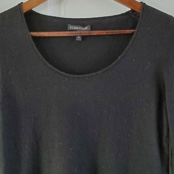 Eileen Fisher Black Wool Cashmere Blend Pullover Sweater 3/4 Sleeves Size XS - Picture 2 of 5